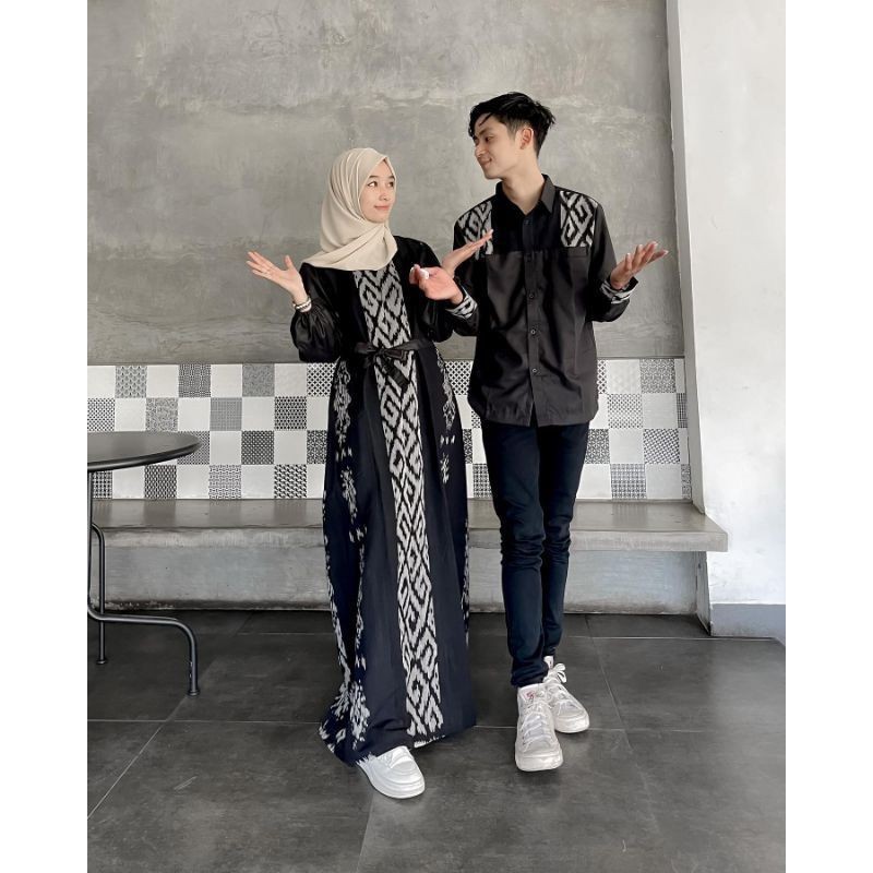 Raya Black couple Weaving - couple Weaving gamis | Shopee Malaysia