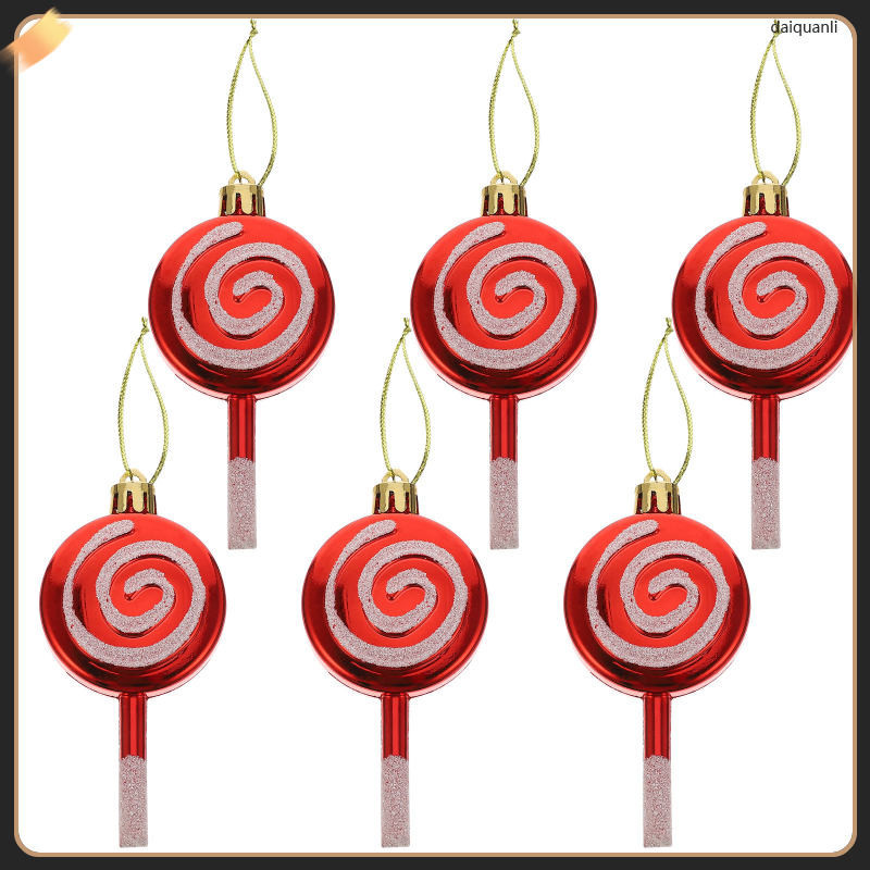 6 Pcs Xmas Tree Decoraiton Fire Place Mantel Candy Cane Ornaments 