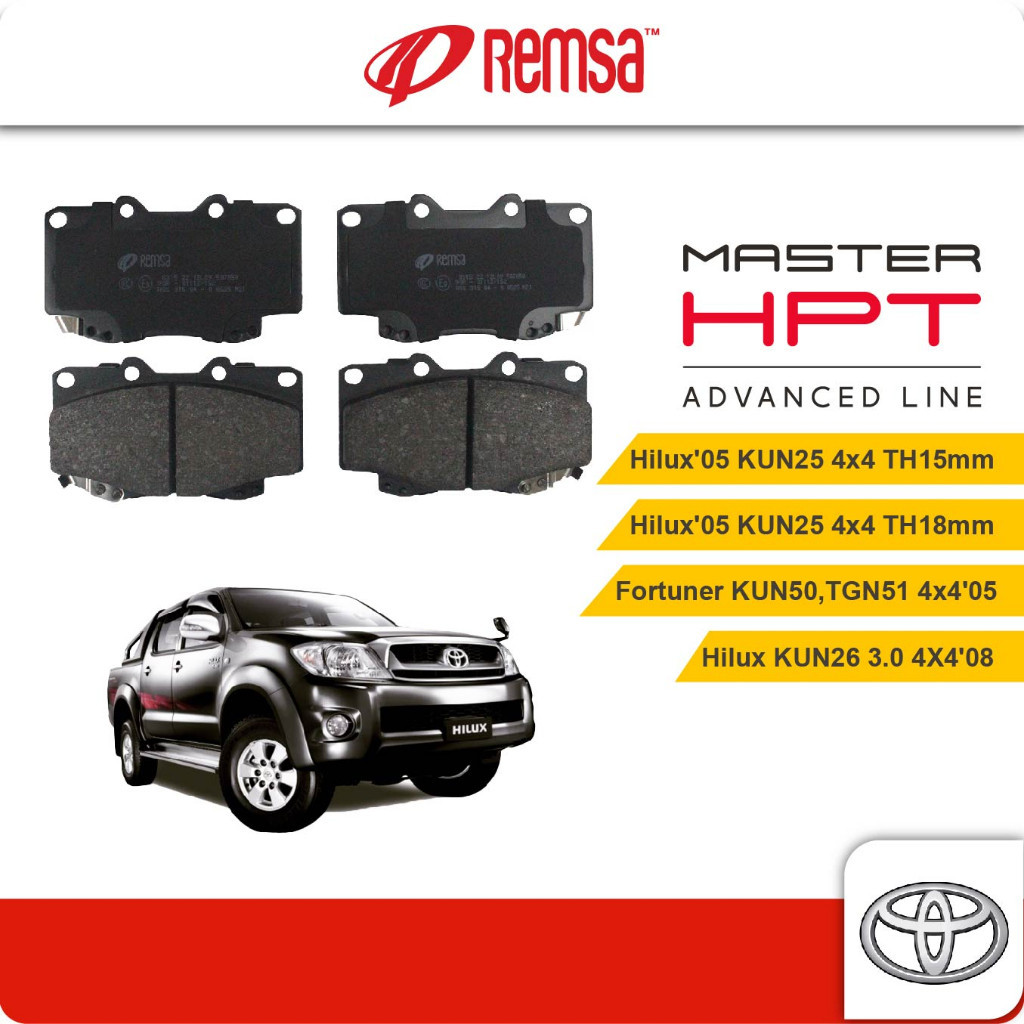 REMSA Front Brake Pads (1 set) For Toyota Hilux'05 KUN25 4x4, KUN26 3.0 ...