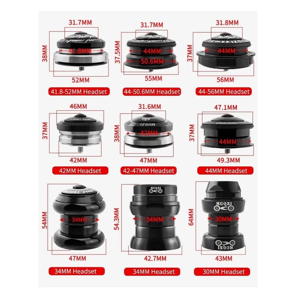 Bike Headset 30 34 42 44 41.8-52 42-47 44-56 44-50.6mm Bike Tapered ...