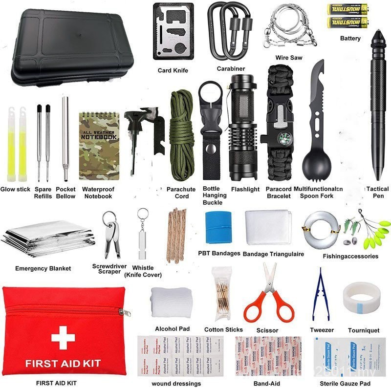 Outdoor Survival Tool SOS Survival Emergency Kit First Aid Kit Camping ...