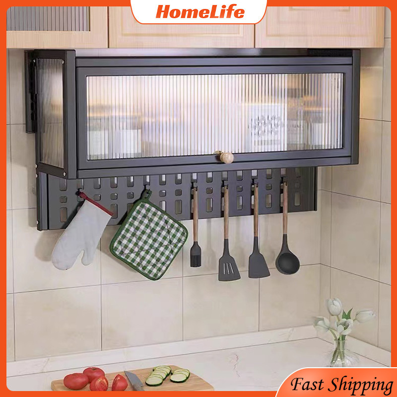 Wall Mounted Storage Hanging Kitchen Organizer With Pegboard