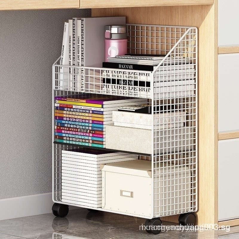 Book Storage Cabinet under the Table Movable Bookshelf and Storage ...