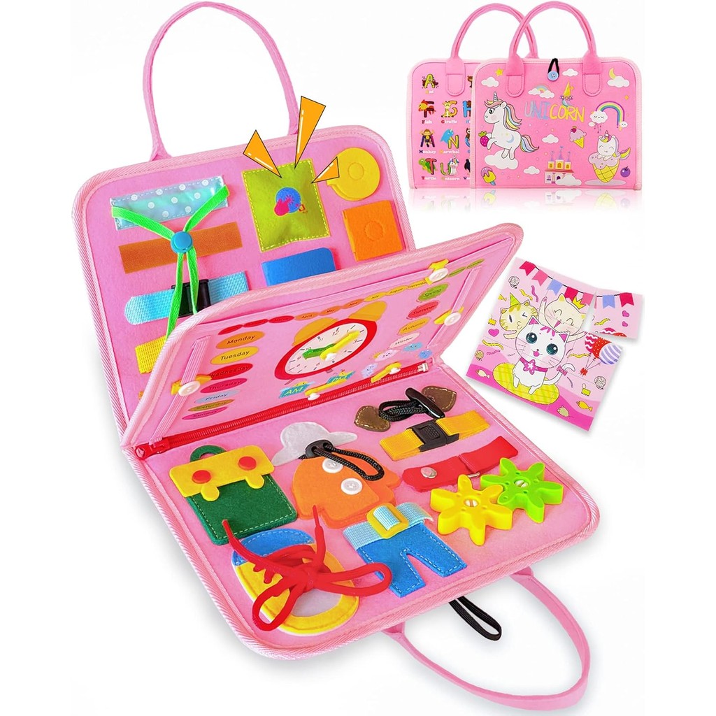 Exorany Busy Board Montessori Toys for 1 2 3 4 Year Old Girls & Boys ...