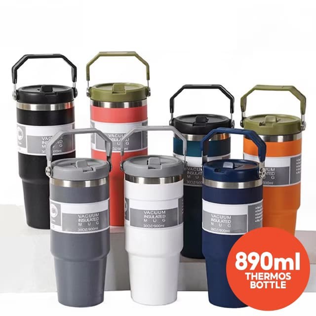 900ml 304 Stainless Steel Handheld Thermos Insulated Vacuum Tumbler Hot ...
