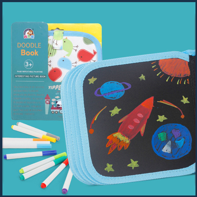 [LU] Erasable Book Doodle Set Reusable Drawing Book With Drawing Pens ...