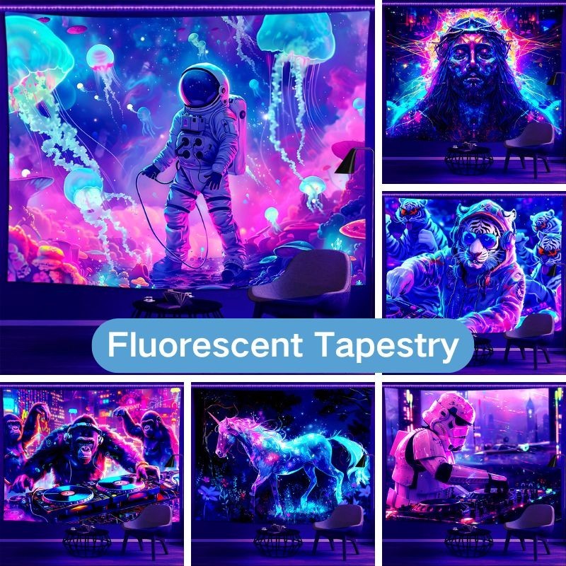Fluorescent Tapestry Hanging Cloth Psychedelic UV Night Glow Backdrop ...
