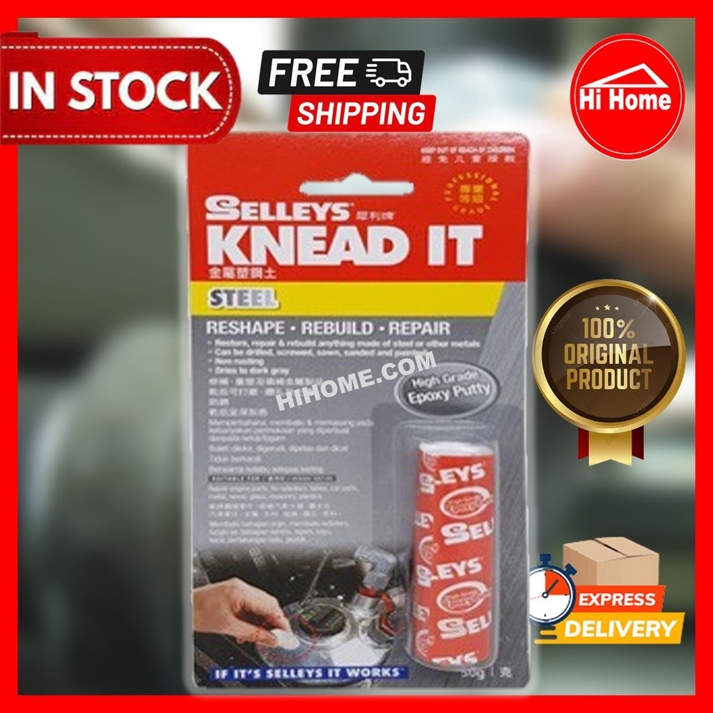 SELLEYS Knead It Steel 50g Epoxy Putty Compound Car Motor Metal Tank ...