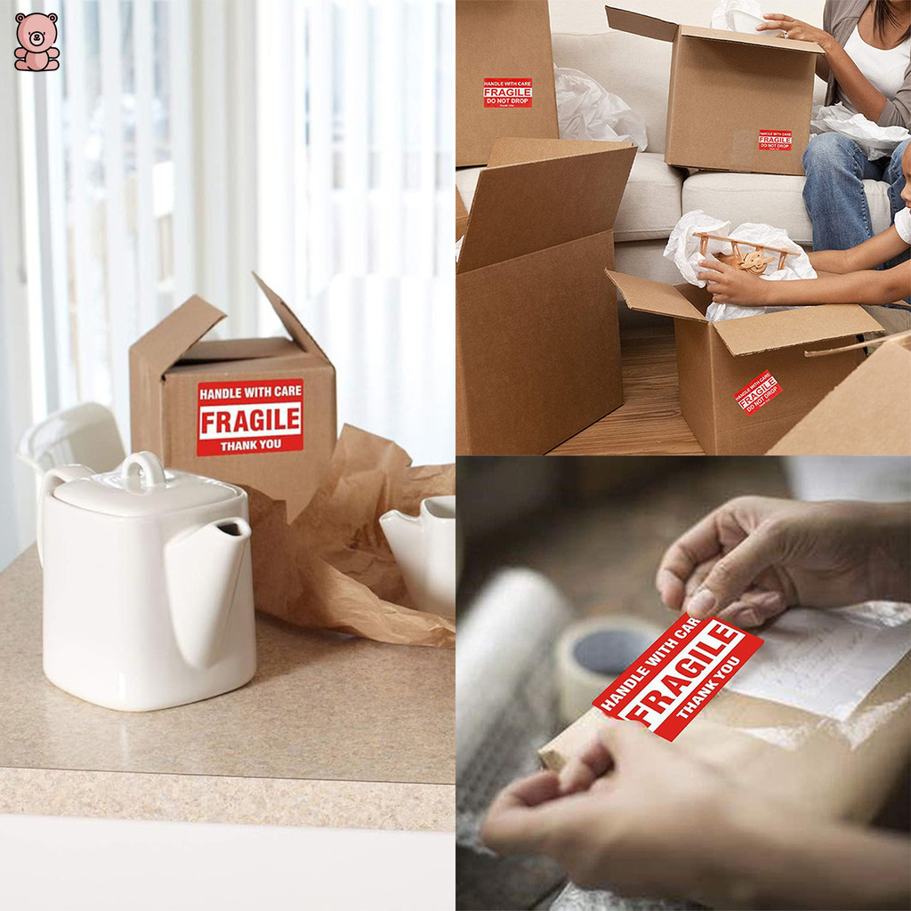 [YK]FRAGILE THANK YOU label sticker 5.1×7.6 cm red warning sticker ...