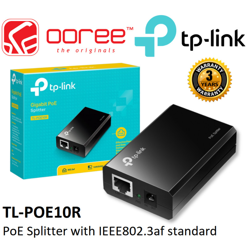 TP-LINK TL-POE10R POE SPLITTER PLUG AND PLAY NETWORK ADAPTER WITH IEEE ...