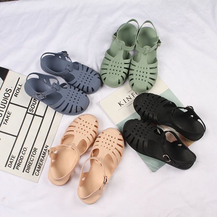 2024 Summer Roman Sandals Women Outer Wear Season Transparent Hole ...