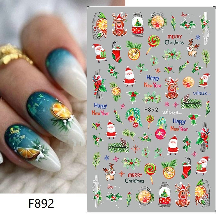 Christmas Nail Stickers 2024 Penguin Santa Claus Elk Tree Deer Bears ...