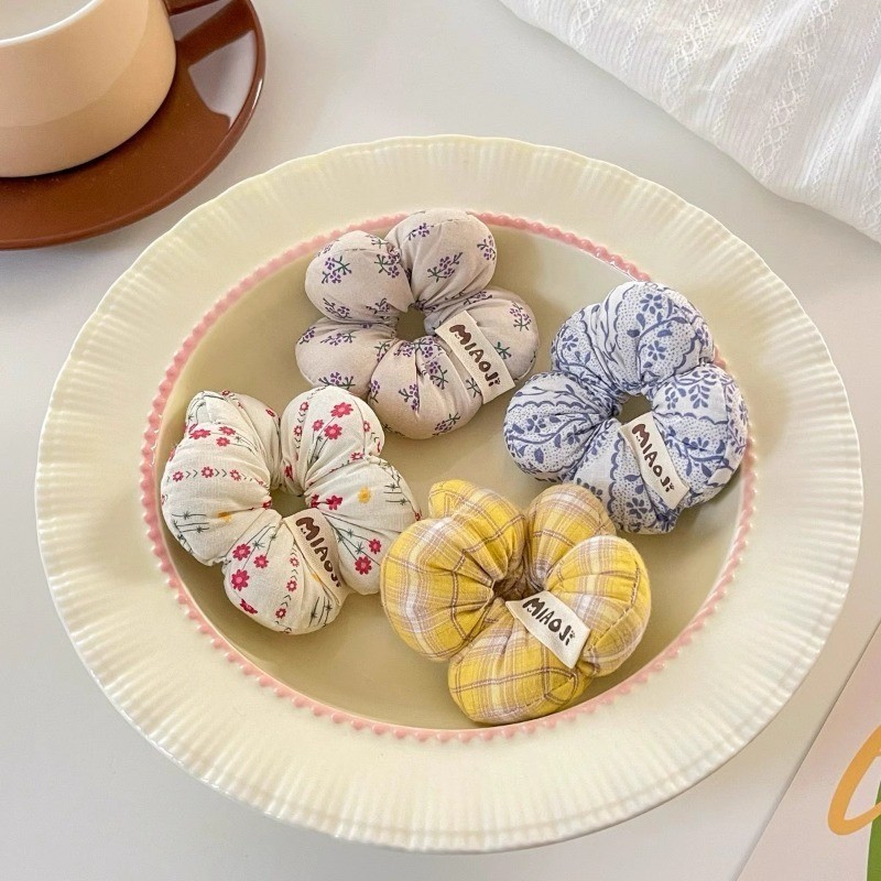 Spring Sweet Floral Sponge Scrunchy Hair Ring Cute Flower Head Rope ...