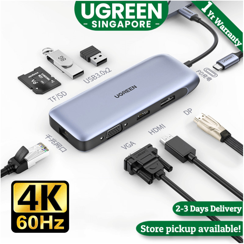 UGREEN 9 in 1 multi- display USB C Hub with 4K HDMI, FHD VGA ...