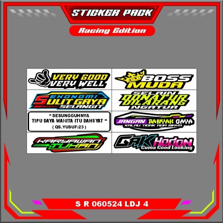 Sticker Sticker Setikker Racing Pack Helmet Helmet Helem Boss Muda ...