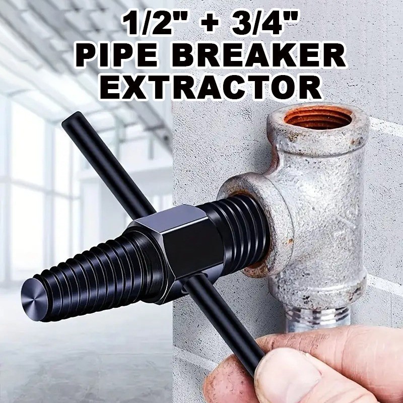 Pipe Extractor Tool Kit - Broken Pipe Thread Remover For 1/4" & 3/8" Water Pipes With Multi-Function Handle