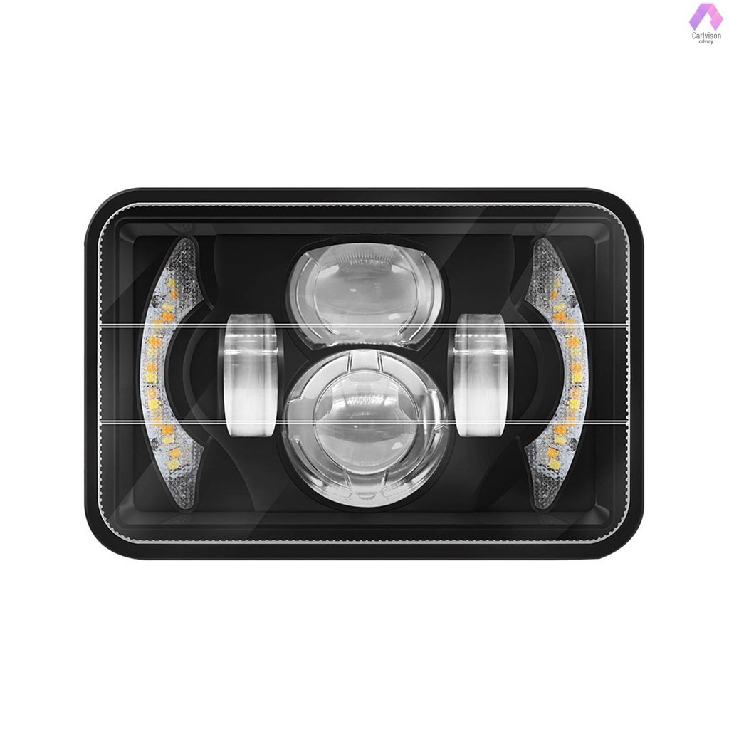 AUTO08 4x6 Inch Square LED Headlights With Halo Projector For Oldsmobile Cutlass Calais - Hi/Lo Beam DRL, 6000K 9000LM, IP68, 5-Year Warranty