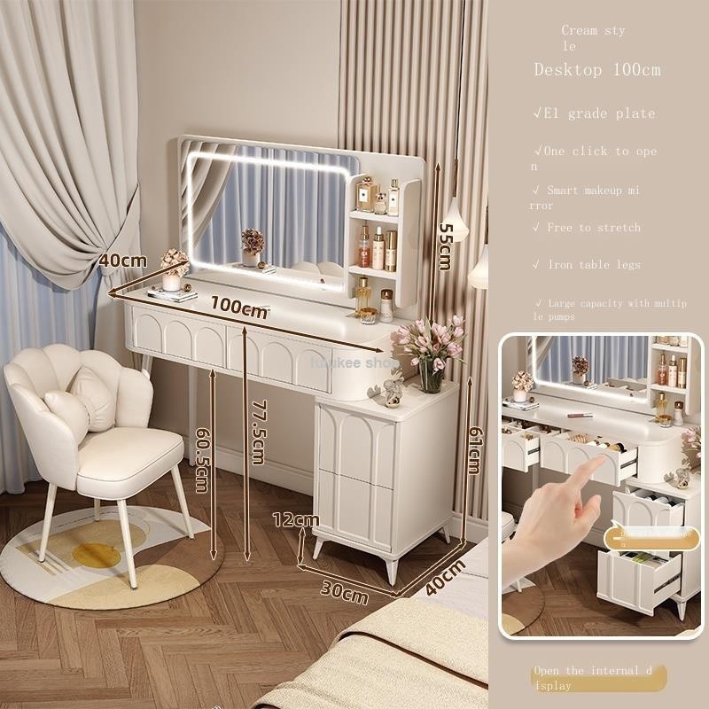 BEE Cream style dressing table bedroom modern simple small apartment mini  modern simple dressing table makeup desk 001 | Shopee Malaysia