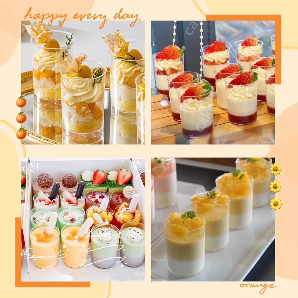 10PCS Round Pudding Pana Cota Cup With Lid 135ml Mousse Parfait Party ...