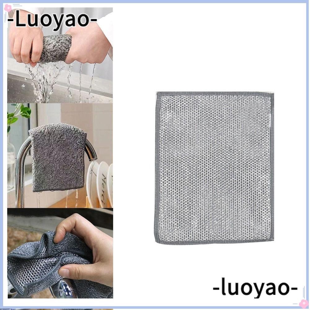 LUOYAO1 3PCS Steel Wire Washing Cloth, Microfiber Dishcloths Non-Stick ...