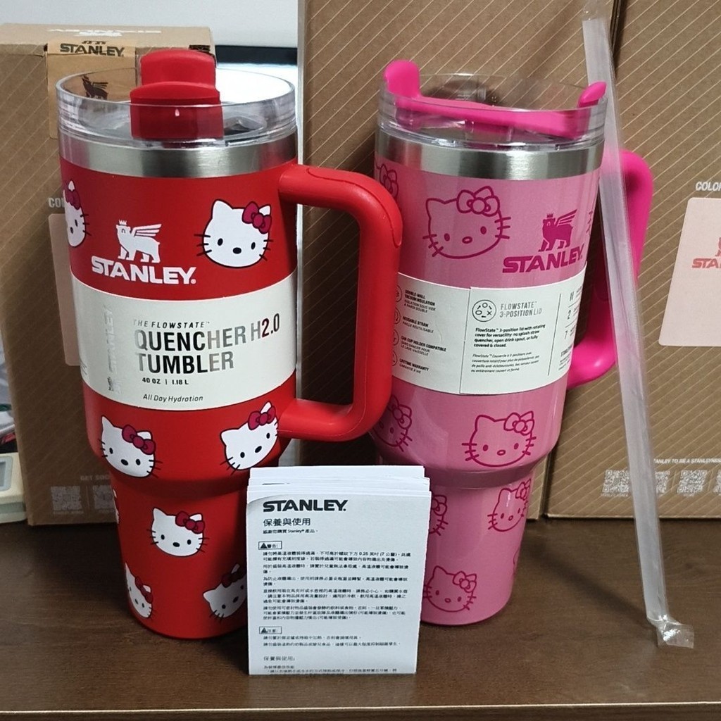 40oz STANLEY Cup Hello Kitty Thermos Cup Large Capacity STANLEY Straw Stainless Steel Car Big