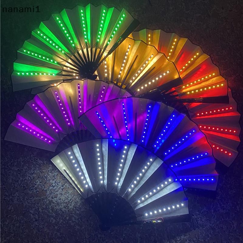 nanami1 Glow Folding LED Fan Dancing Light Fan Night Show Halloween ...