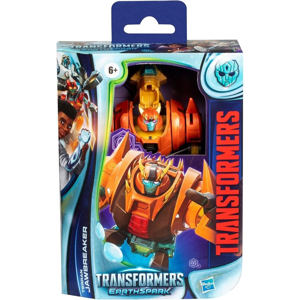 Transformers EarthSpark Deluxe Class - Action Figure Jawbreaker Terrestre, Giocattolo 2-in-1 Da Robot A Dinosauro