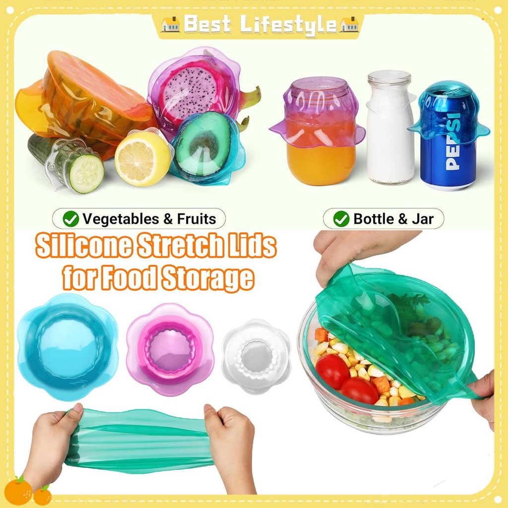 3pcs Silicone Stretch Lid Reusable for Food Storage Bowl Cover Silicone ...