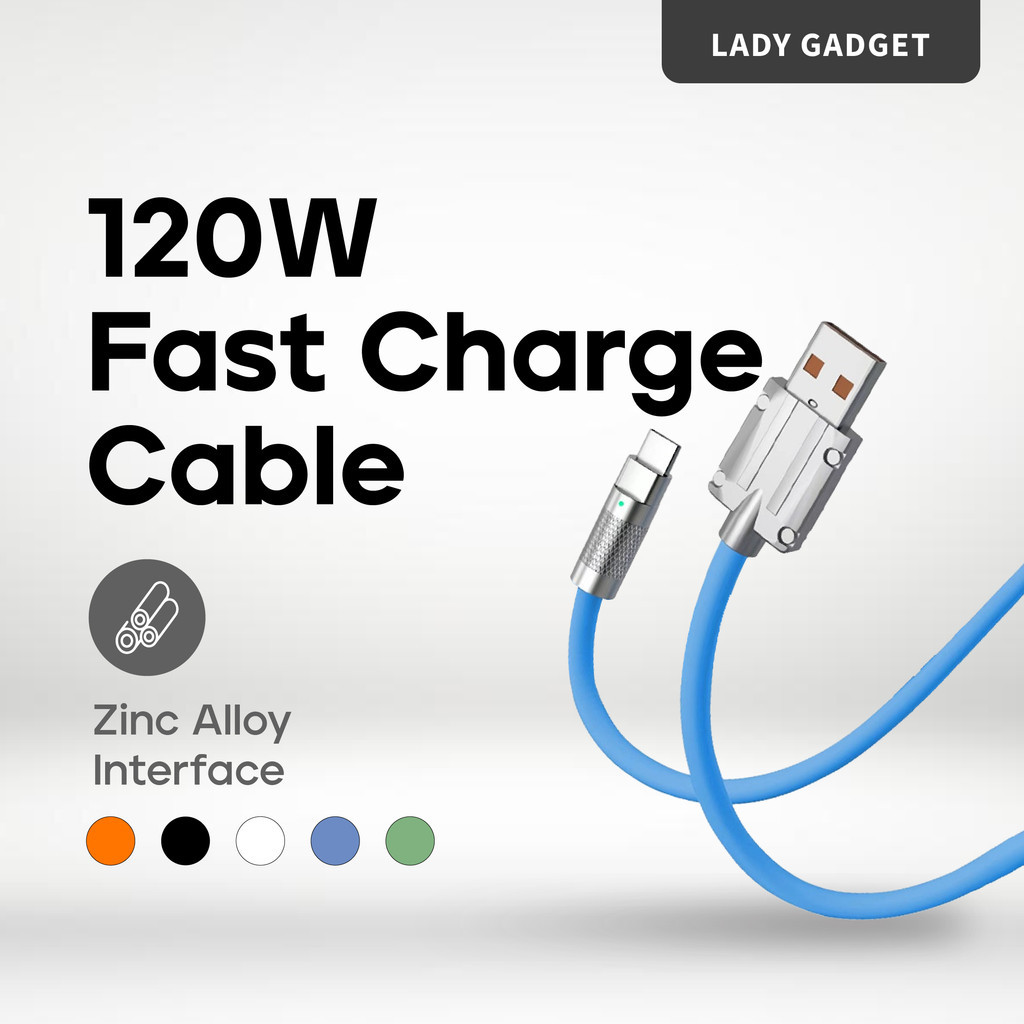 120W 6A Super Fast Charge Liquid Silicone Cable Quick Charge Micro USB ...