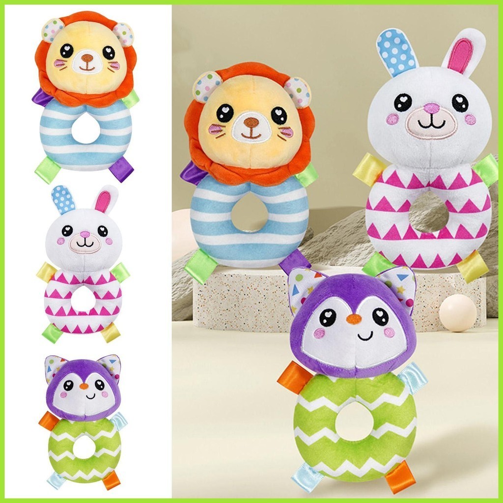 Plush Rattle Ring Bunny Rattle Cartoon Lion Rabbit Fox Plush Toy ...