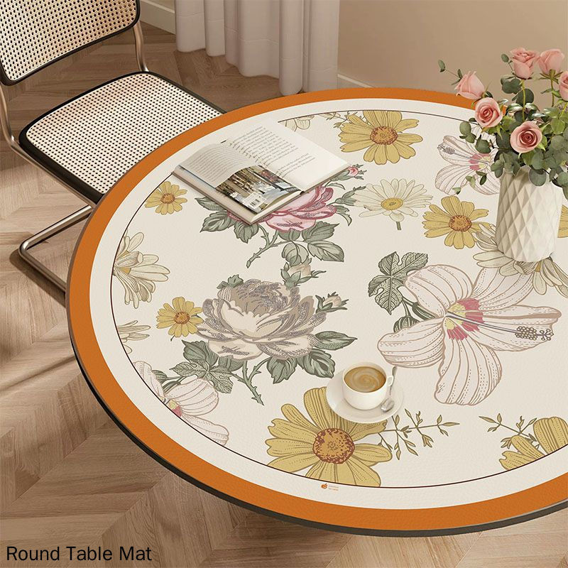 American Retro Round Table Mat PVC Anti-scalding Coffee Table ...