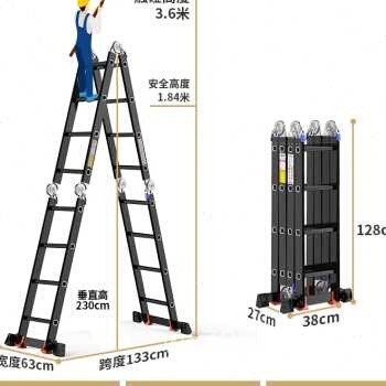 Retractable Ladder Height 6 7 8 9 Meters Engineering Herringbone B Shen ...