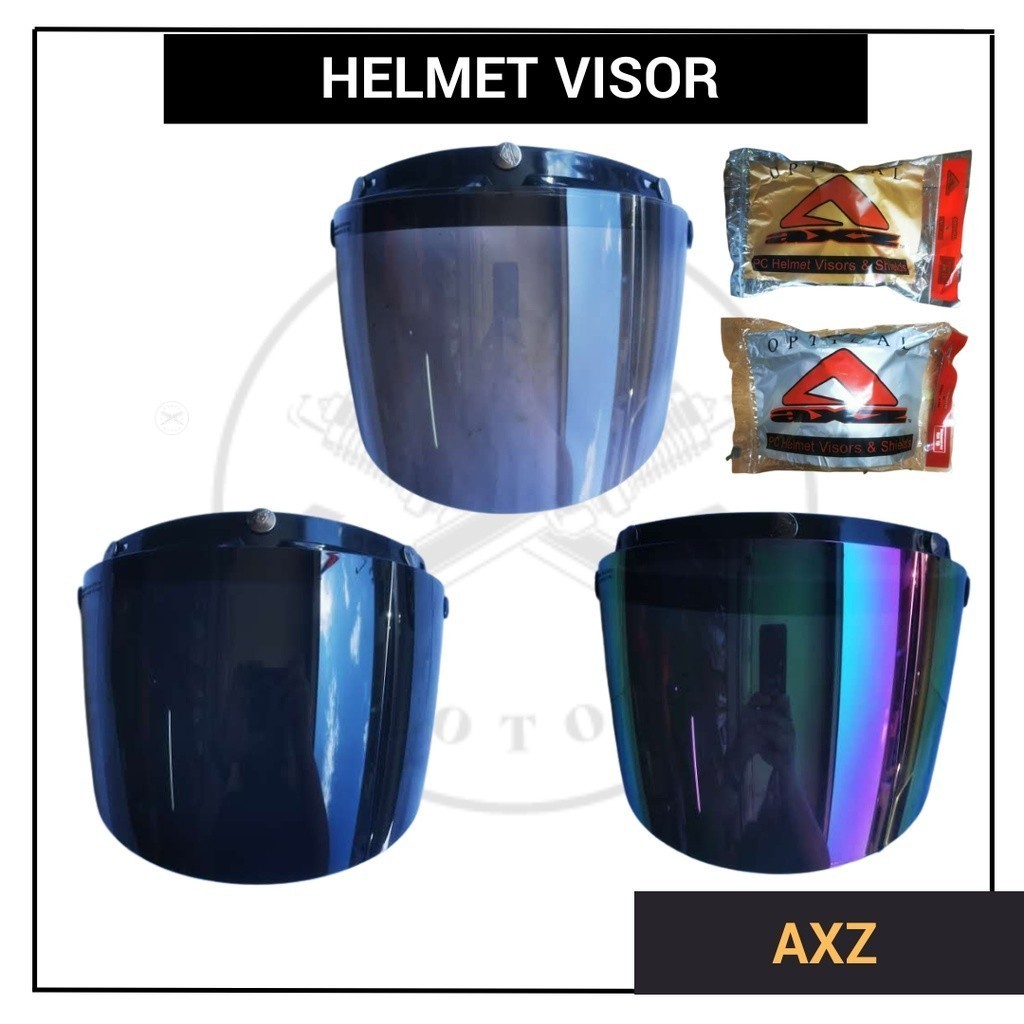 AXZ HELMET VISOR (3 BUTTON) - DARK BLACK / LIGHT BLACK / RAINBOW ...