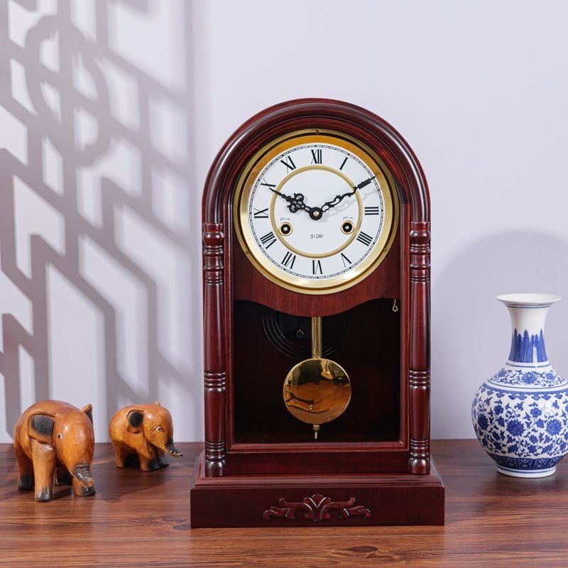 Pure Copper Movement Mechanical Desk Clock Oldfashioned Feng Shui Town