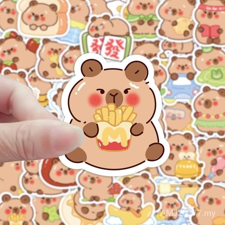 sticker 贴纸 100张卡通水豚可爱卡皮巴拉豚门创意diy装饰手机防水贴画amj20277.my24.5.13 | Shopee ...