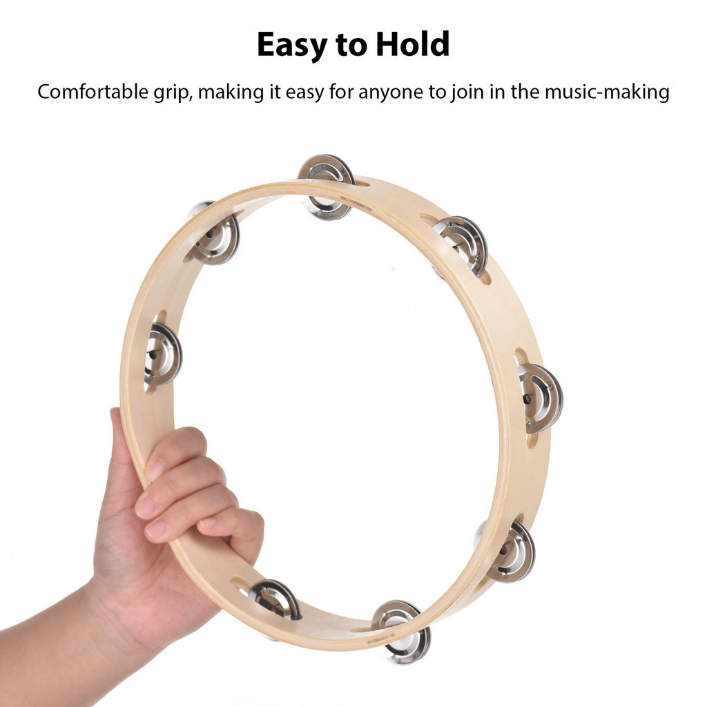 6 Inch Tambourine For Adults Pleasant Jingle Sound Hand Cranked Bell 