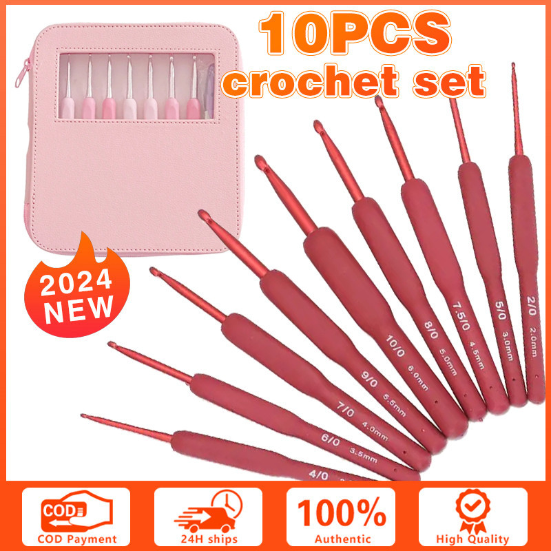 【COD】10PCS 2mm-6mm Big Crochet Hook Anti Slipped Silicone Tulip Red ...