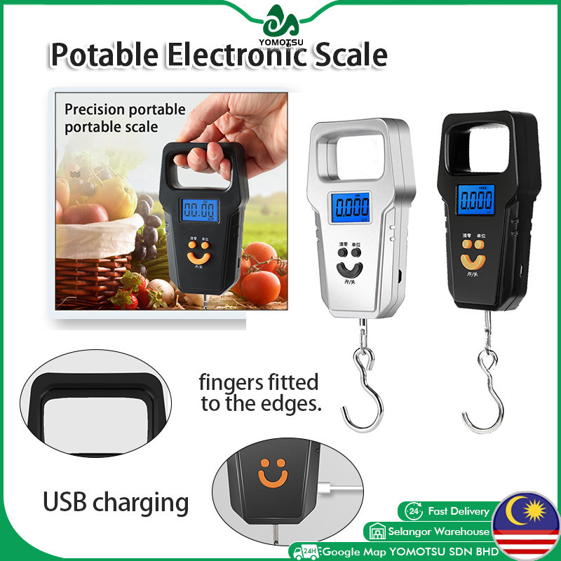 Luggage Weight Scale Digital 50kg LCD Digital USB Recharged Hanging ...