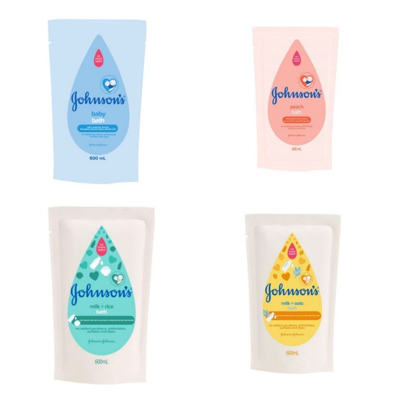 Johnson's Baby Milk + Rice Bath Peach Oat Baby Bath Refill Pack 600ml