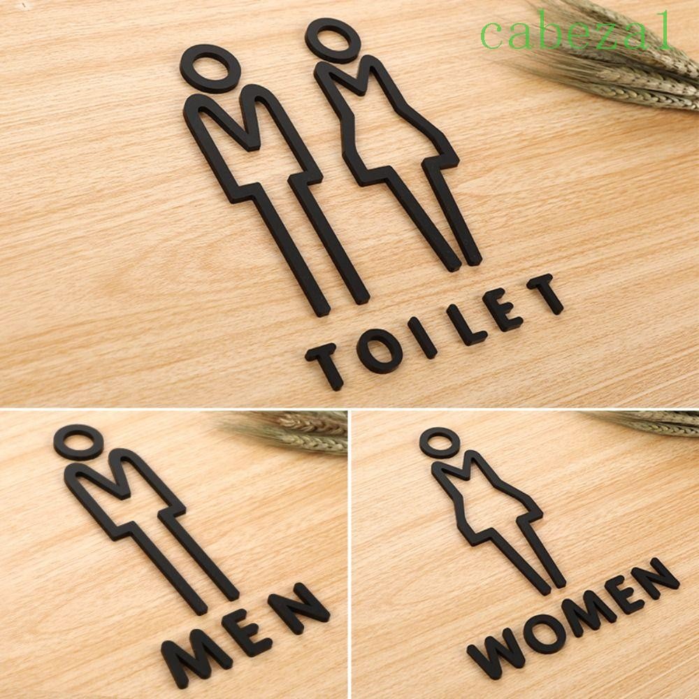 CABEZA Men Women Toilet Signs, Acrylic Black Wc Signage, Reminder ...