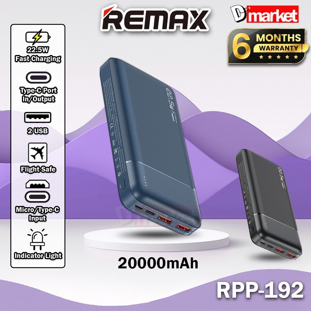 Remax RPP-192 20000mAh Powerbank 22.5W Fast Charging Power Bank ...
