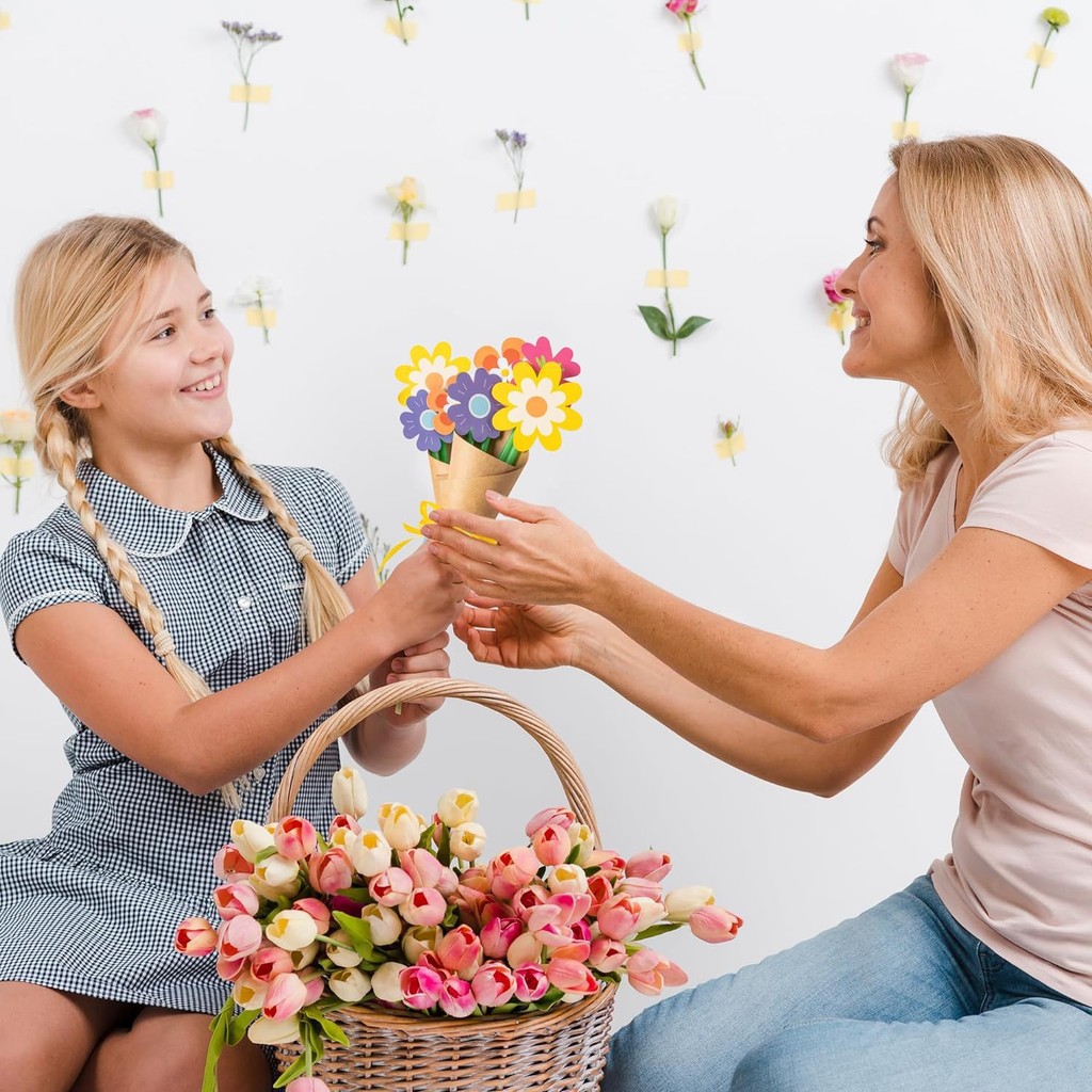 Flower Bouquet Craft Kit - 24Pcs Mother's Day Flower Bouquet Craft for ...