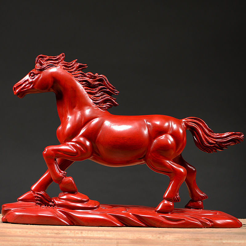 Mahogany Carving Horse Ornaments Horse to Success Solid Wooden Horse ...