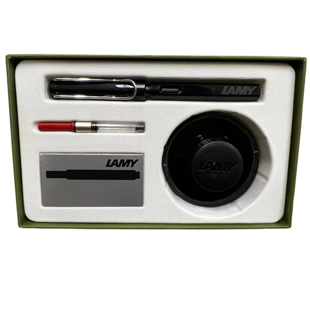 LAMY safari Fountain Pen T52 Set- Black with Savannah Green/ Terra Red ...