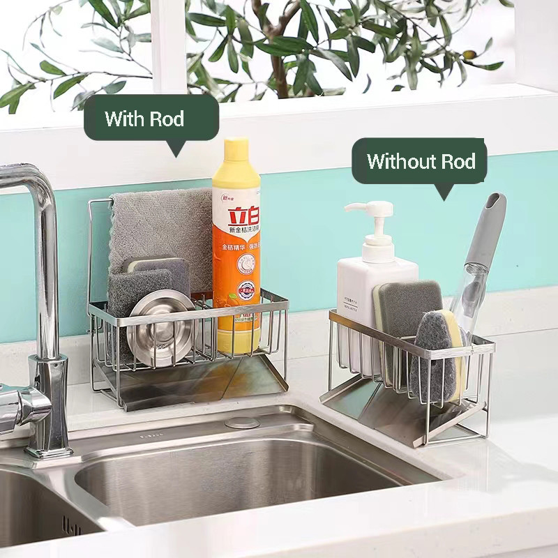 Kitchen Sponge Holder 304 Stainless Steel Sink Countertop Storage Rack ...