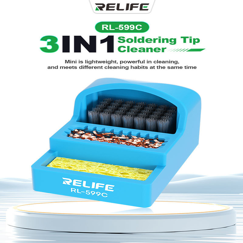 RELIFE RL-599C 3 in 1 Soldering Tip Cleaner 360° Cleaning without Dead ...
