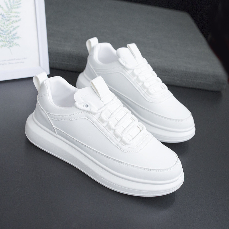 Sunshine Shoe Shop] White Plain Thick-Soled Men Couple Lightweight