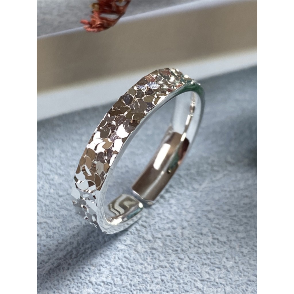 Hong Kong Zhengsheng Jewelry Pure Silver 999.9 Crushed Ice Ring Couple ...
