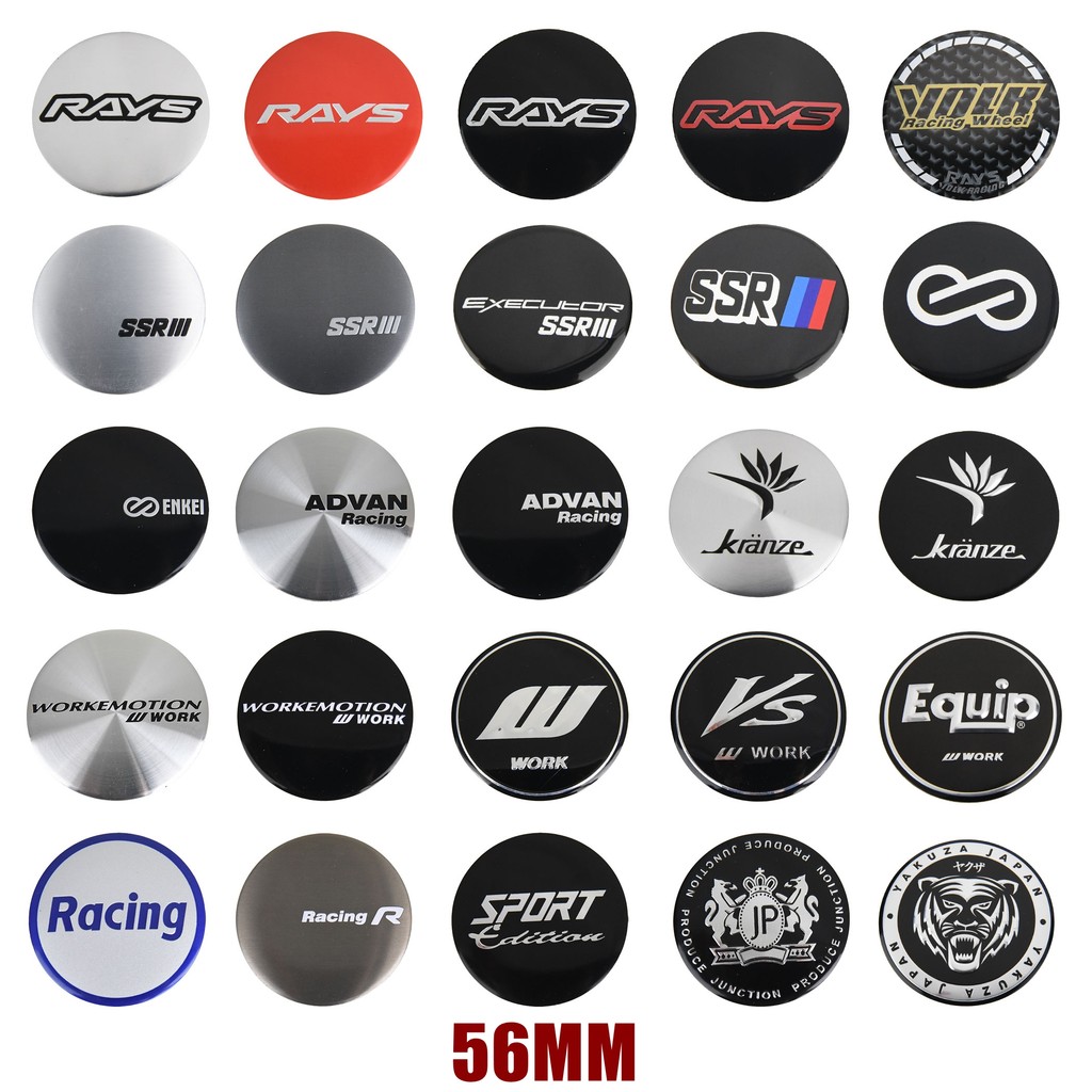 56MM Car Racing Wheel Cover Sticker VOLK RAYS ENKEI ADVAN SSR XXR WORK ...