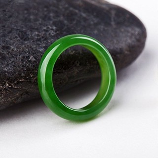 Xinjiang Hetian Jasper Ring Natural Spinach Green Old Pit Jade Jade ...